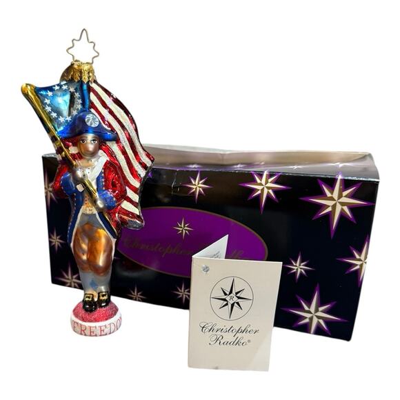 Christopher Radko Patriotic Revolutionary Soldier Flag Colors Freedom Ornament - Picture 2 of 10
